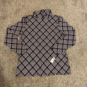 Talbots Black and Pink Abstract Turtleneck NWT